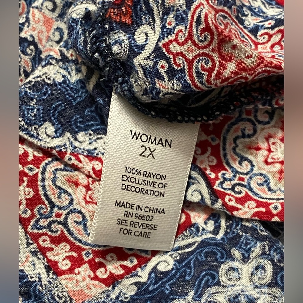 Westport 2X Bohemian Blue and Red Women's Top - Picture 4 of 4